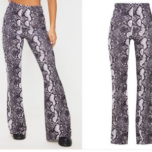 Size 2 PRETTY LITTLE THING Snake Print Flare Leg Pants